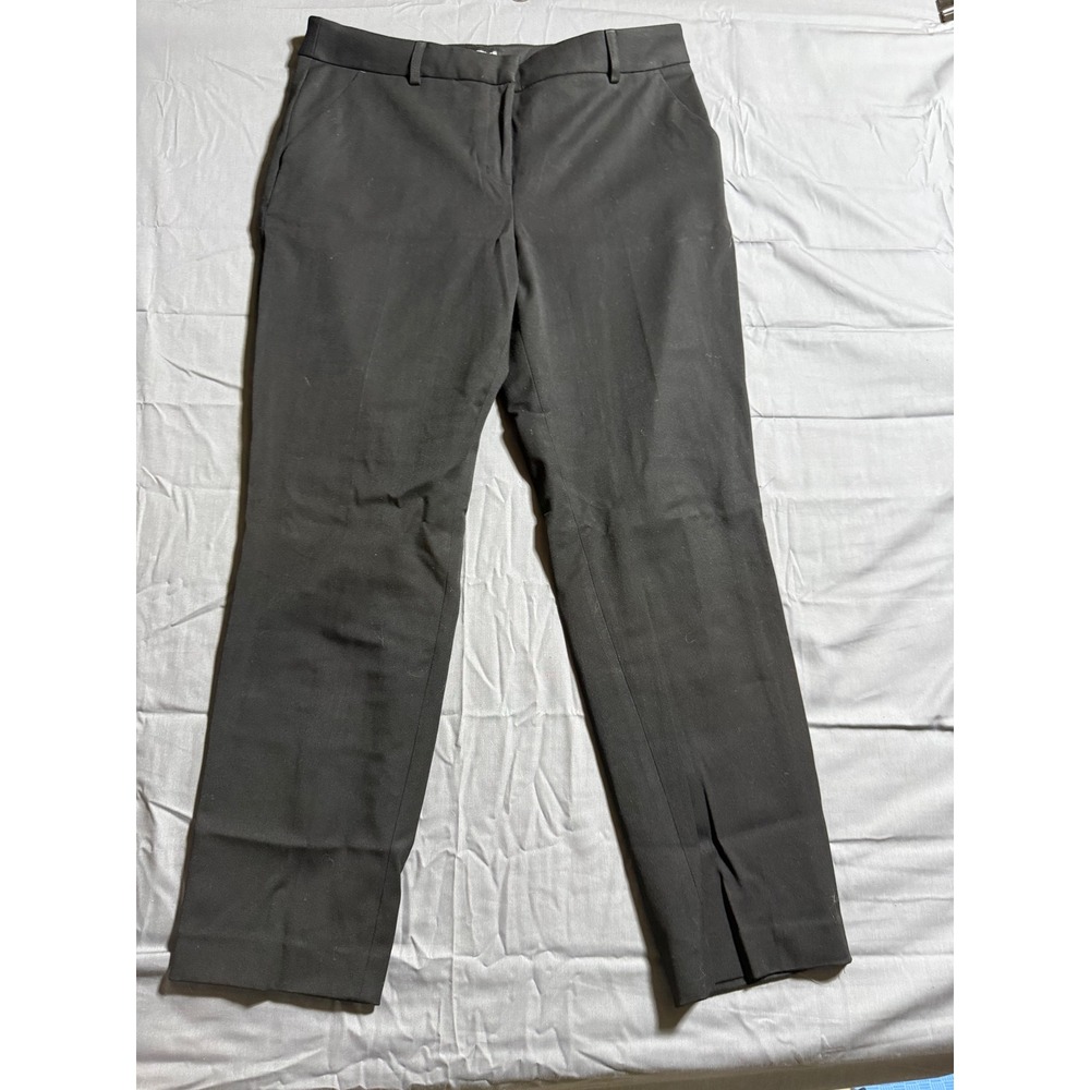 Express Columnist Ankle Pants Womens 12R Black Good Mid Rise Stretch Slit Hem